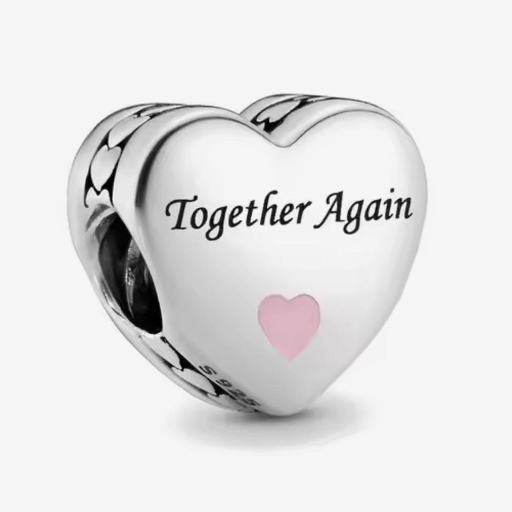 🌻 S925 Sterling Silver Heart Charm with Pink Accent